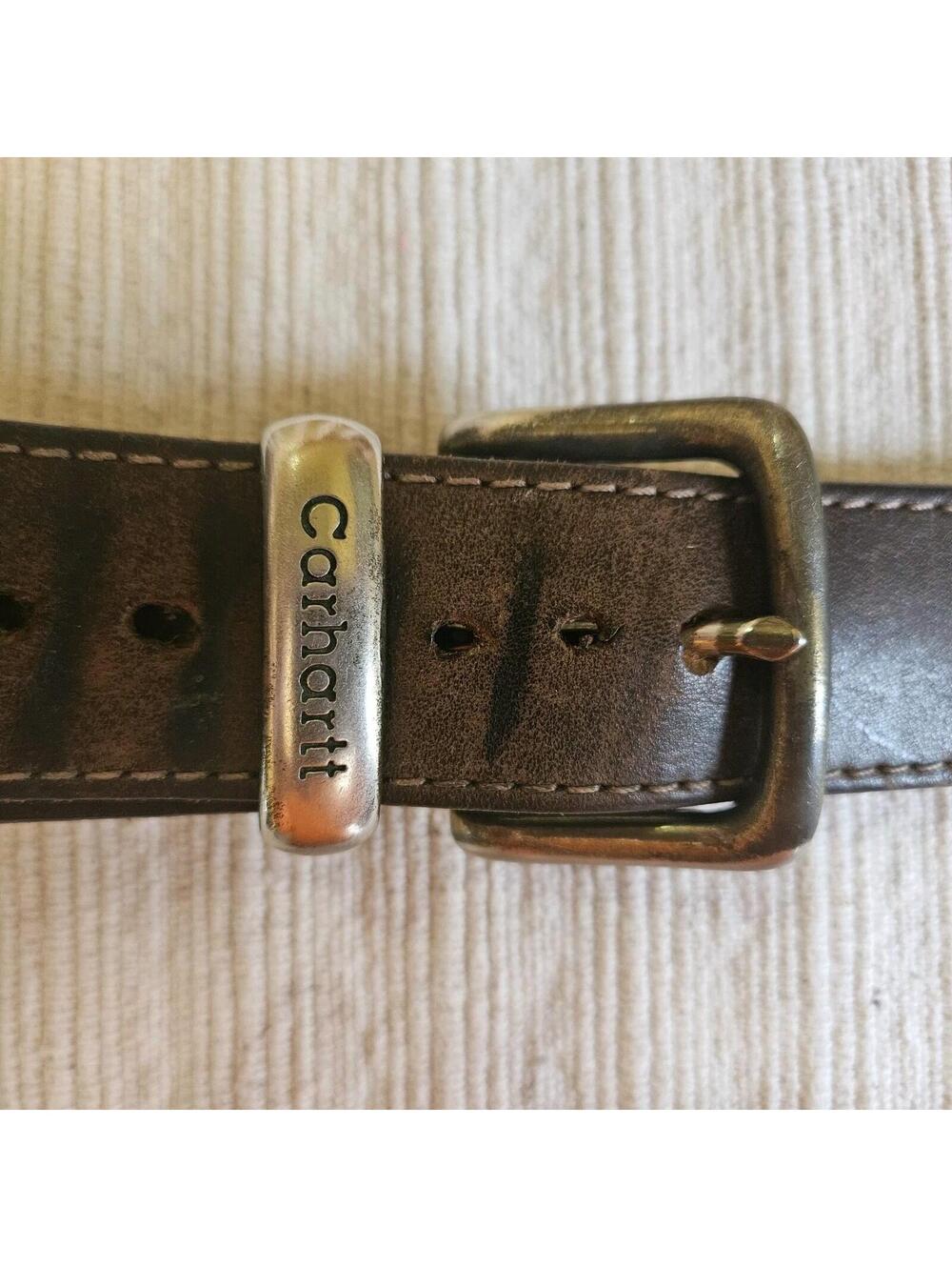 Carhartt Brown Leather Belt Size 42 Top Grain English Bridle - Well Used